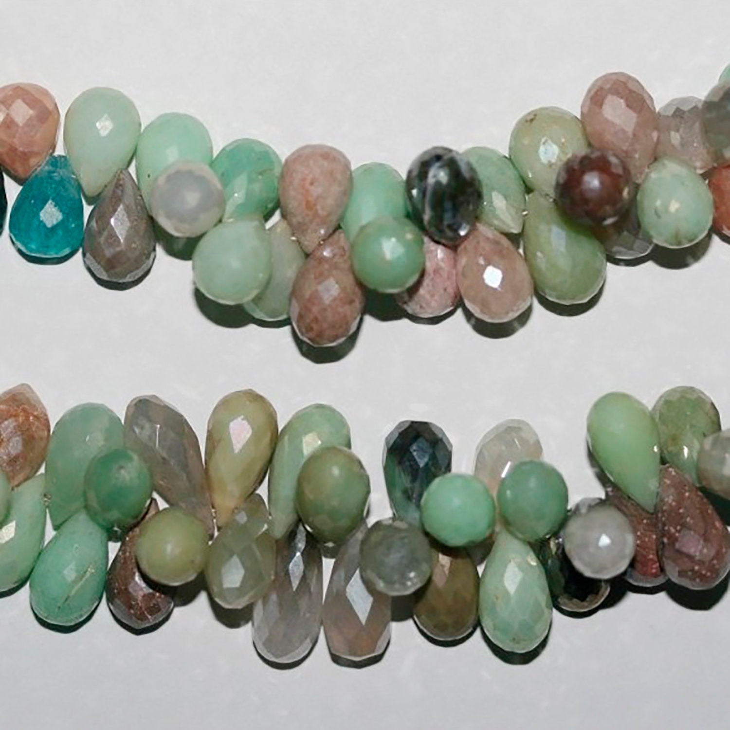 Cuentas facetadas multipiedra de 18 cm (7"), 12 x 7 mm (aprox. - Hilo de 20 cm)