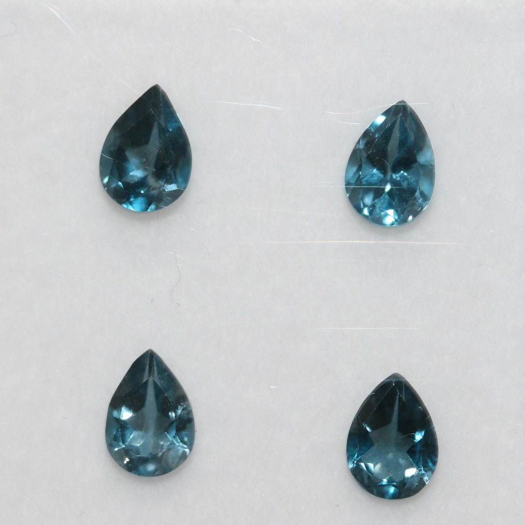 Lote de 4 piezas de topacio azul Londres facetado, gota de 7 x 5 mm (4 piezas)