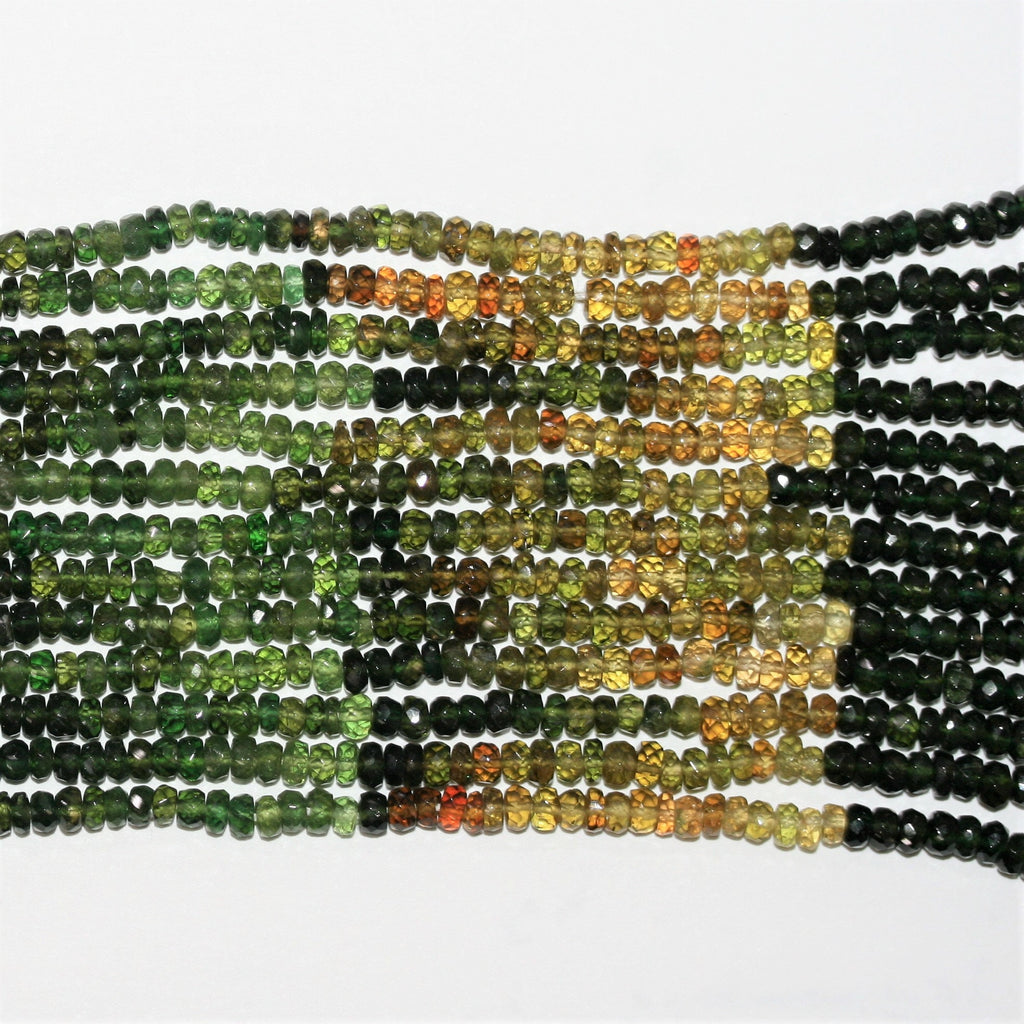14" St Green Tourmaline Faceted Rondelle Beads 3x2mm.-Strand 36cm.
