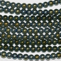 16" Perles rondes en hématite verte St 8 mm.-Rig 40 cm.