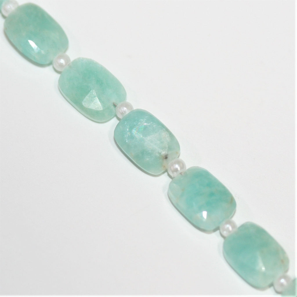 Cuentas rectangulares facetadas de amazonita de 7" de St. 9 x 6 mm - Hilo de 18 cm.