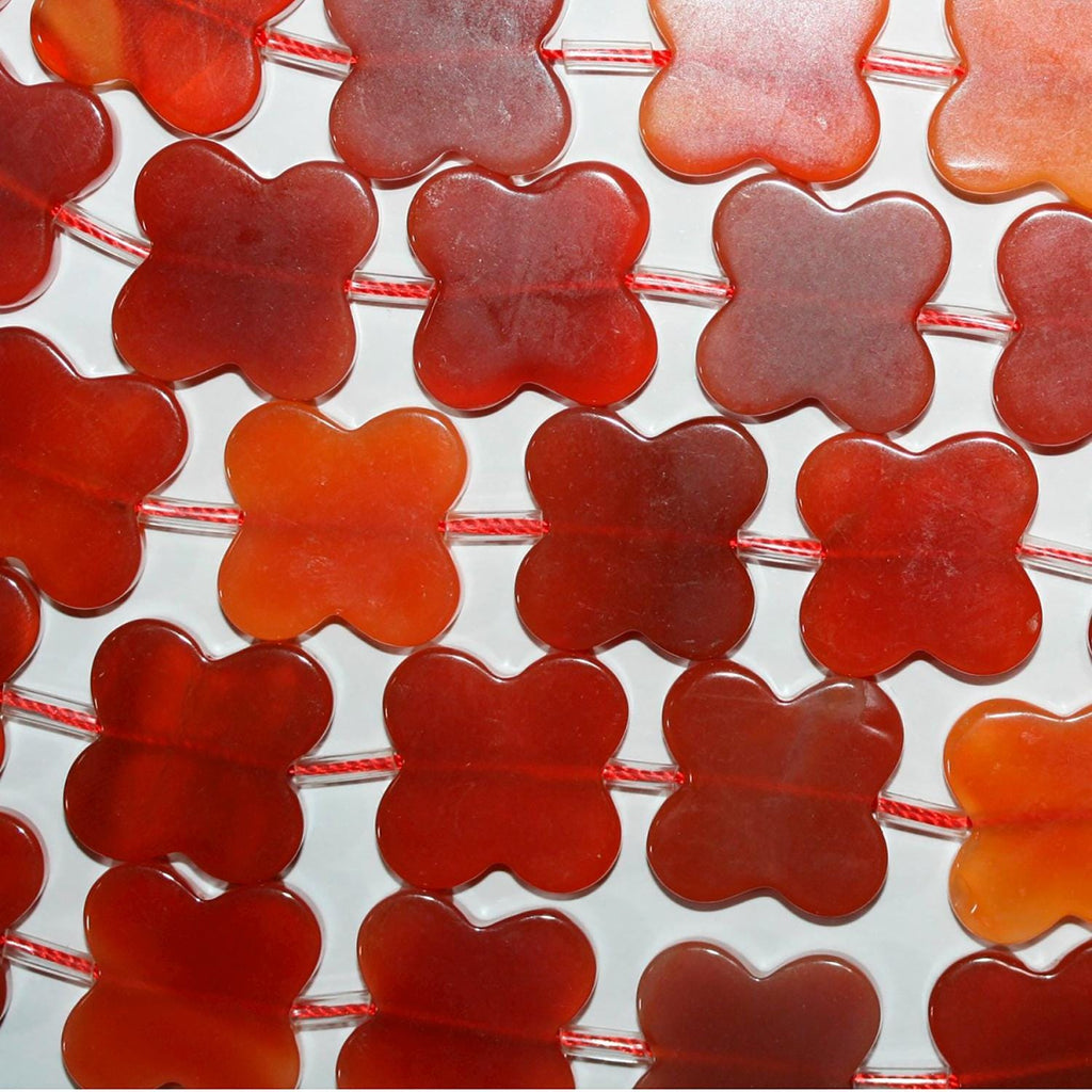 14" St  Carnelian Smooth Leaf Beads 20mm.-Strand 39mm