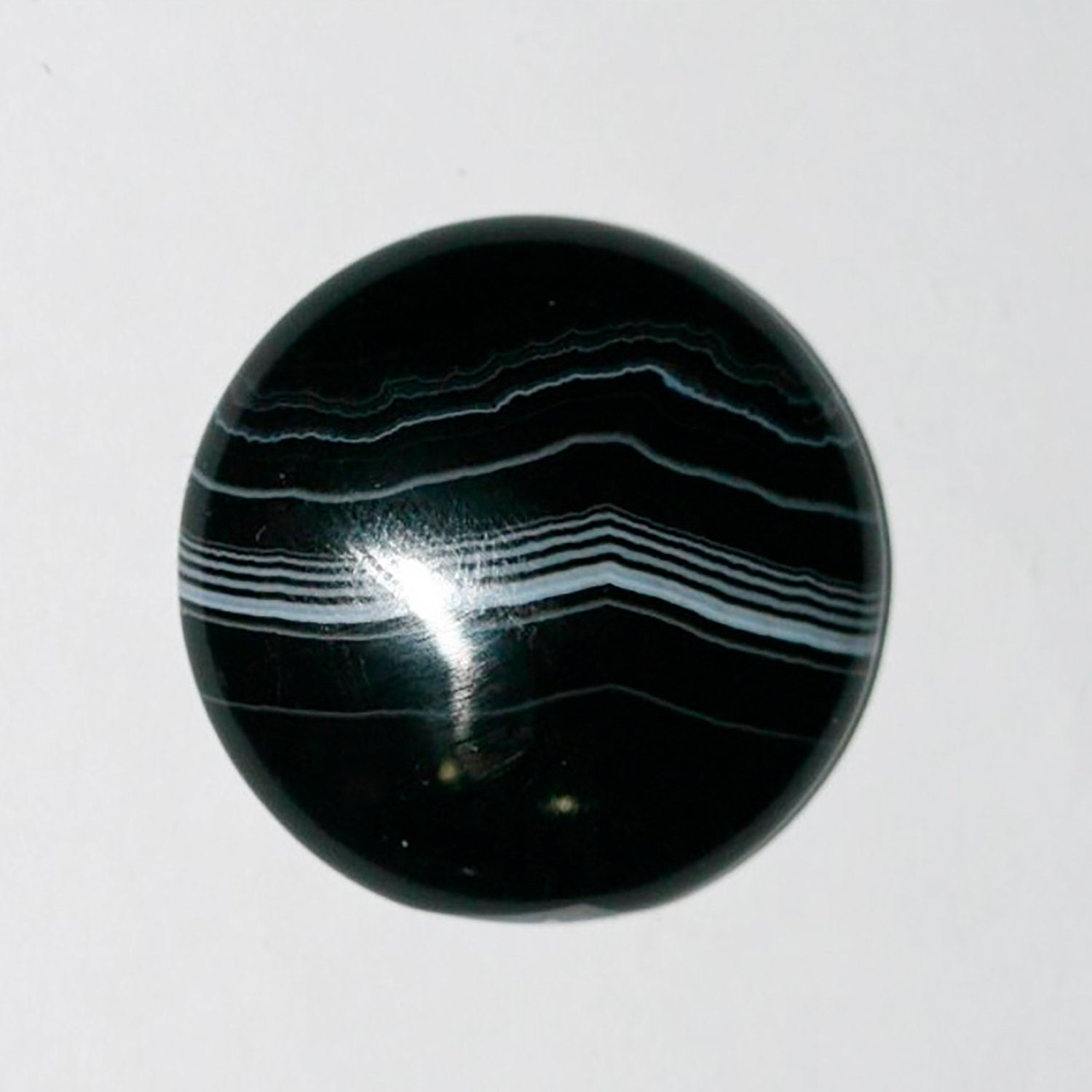 1 Pcs  White Stripe Onyx Round Cabochon 30mm.
