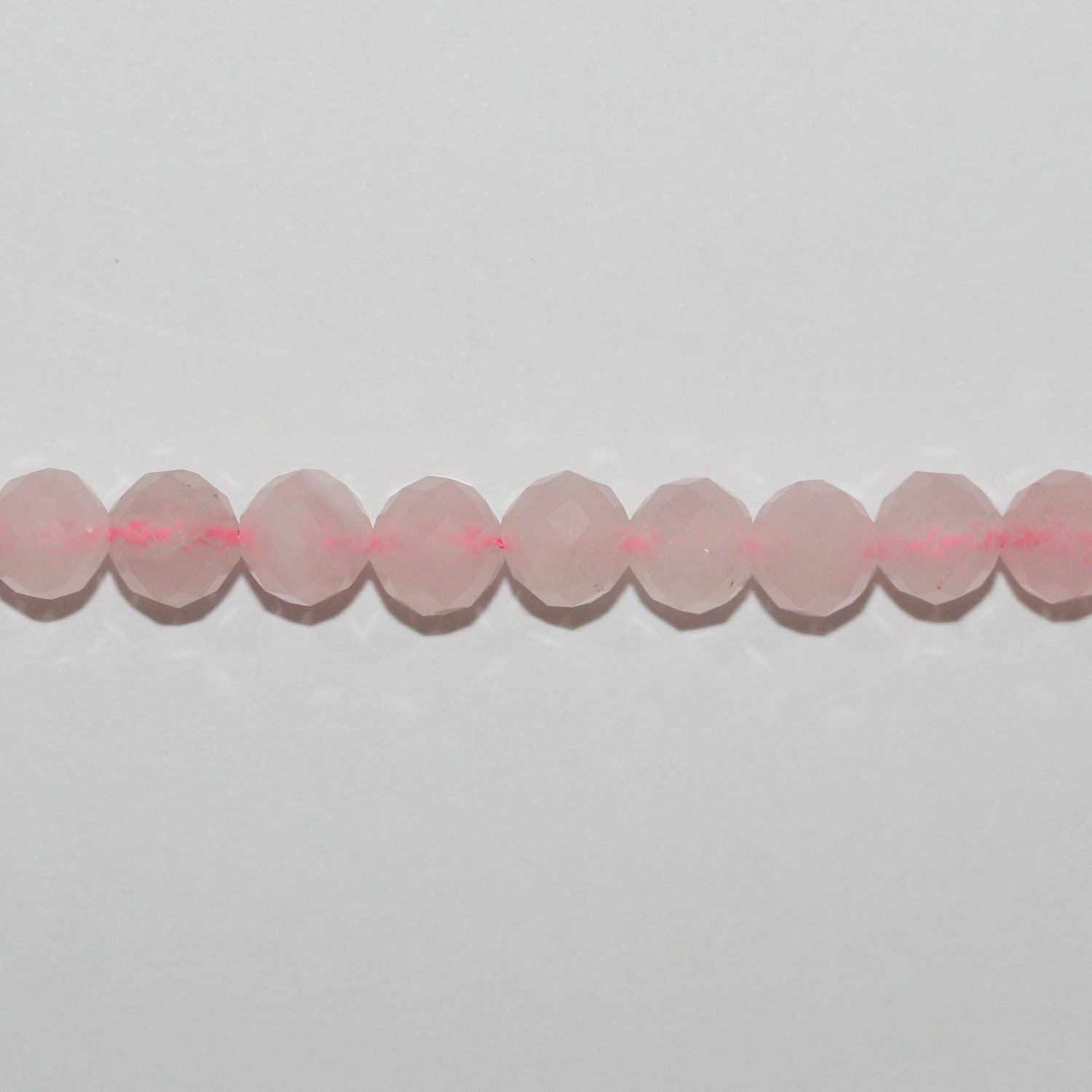 Perles rondes à facettes en quartz rose de 14 pouces (6 mm) - Fil de 38 cm