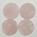 Lote de 4 cabujones de cuarzo rosa lisos de 25 mm. Grosor: 3 mm. (4 unidades).