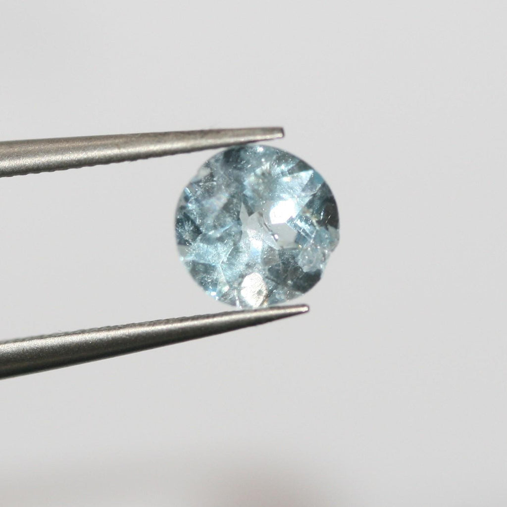 Lote de 4 topacios celestes redondos facetados de 7 mm (4 unidades)