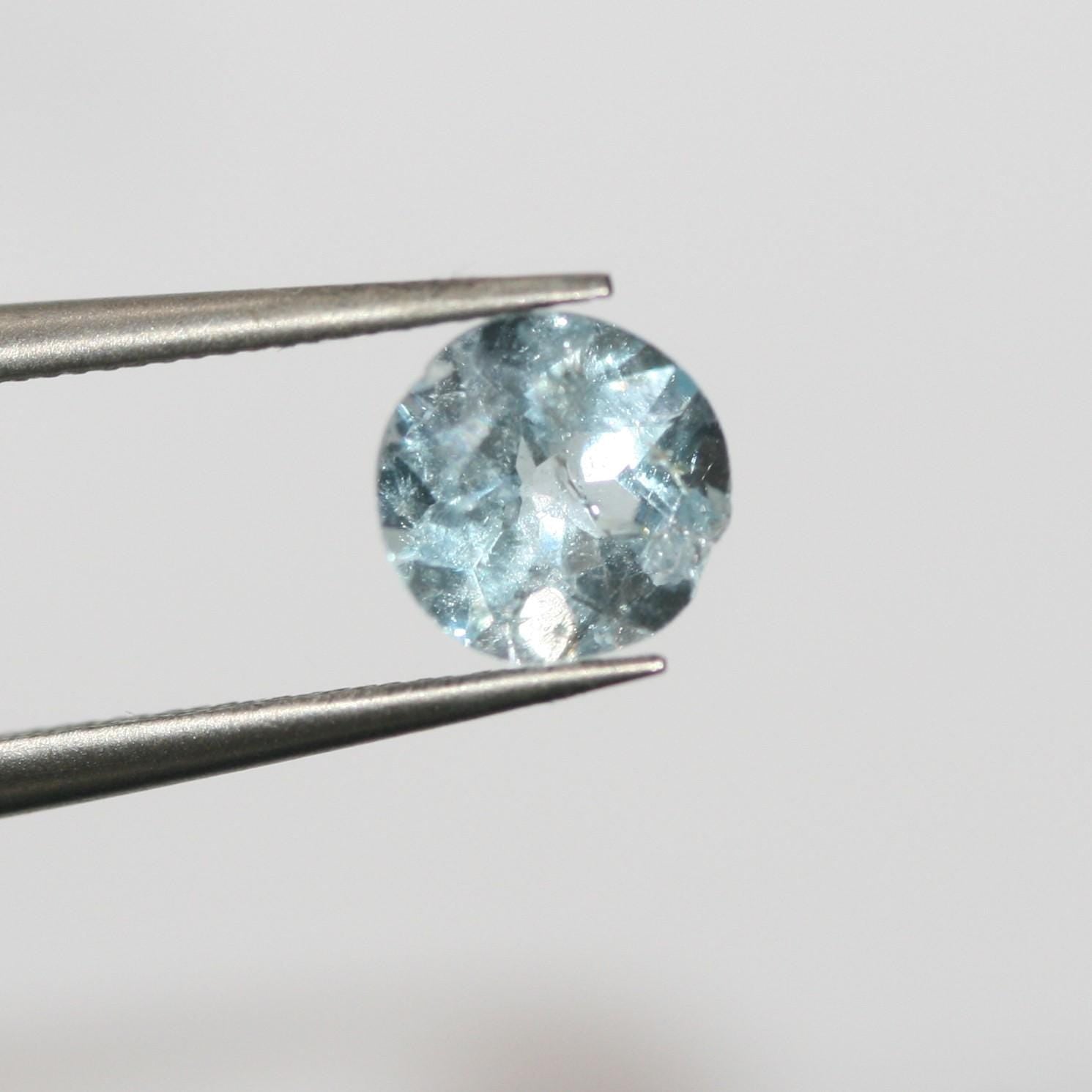 Lote de 4 topacios celestes redondos facetados de 7 mm (4 unidades)