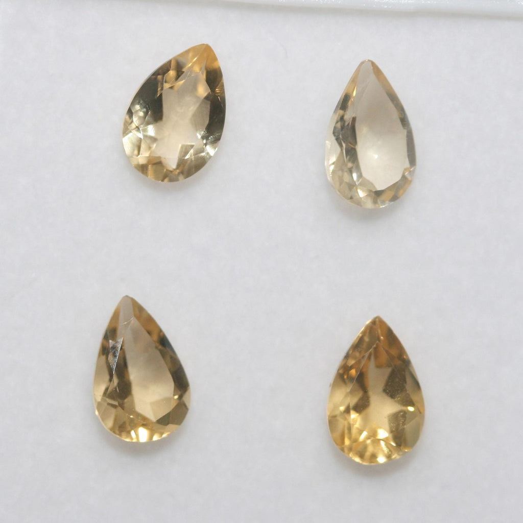 Lote de 4 piezas de citrino facetado gota 9x6 mm. (4 piezas).