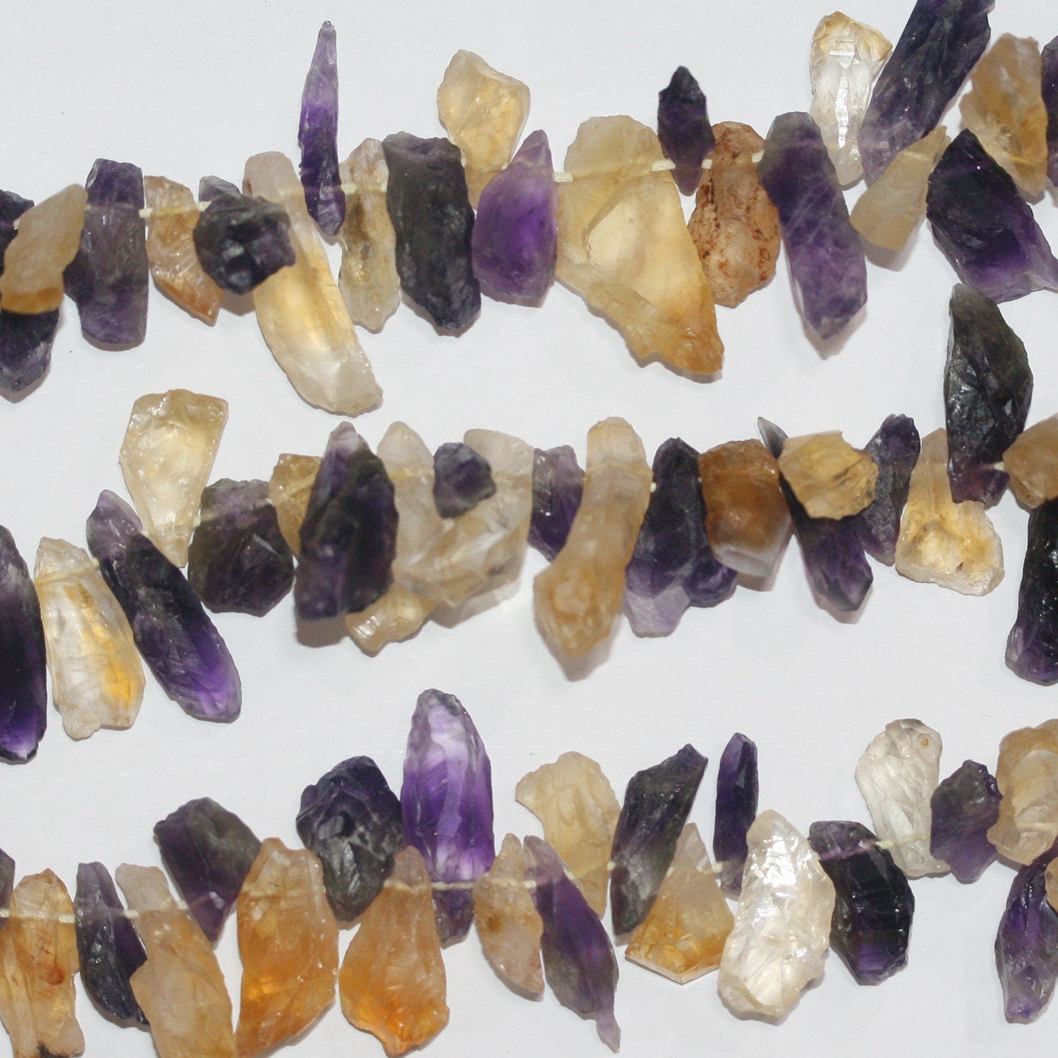 Cuentas de amatista y citrino sin pulir de 16" (15-30 mm) - Hilo de 40 cm