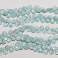 Perles en larimar St à facettes en forme de goutte de 8 pouces, 6-7 mm environ. - Fil de 20 cm.