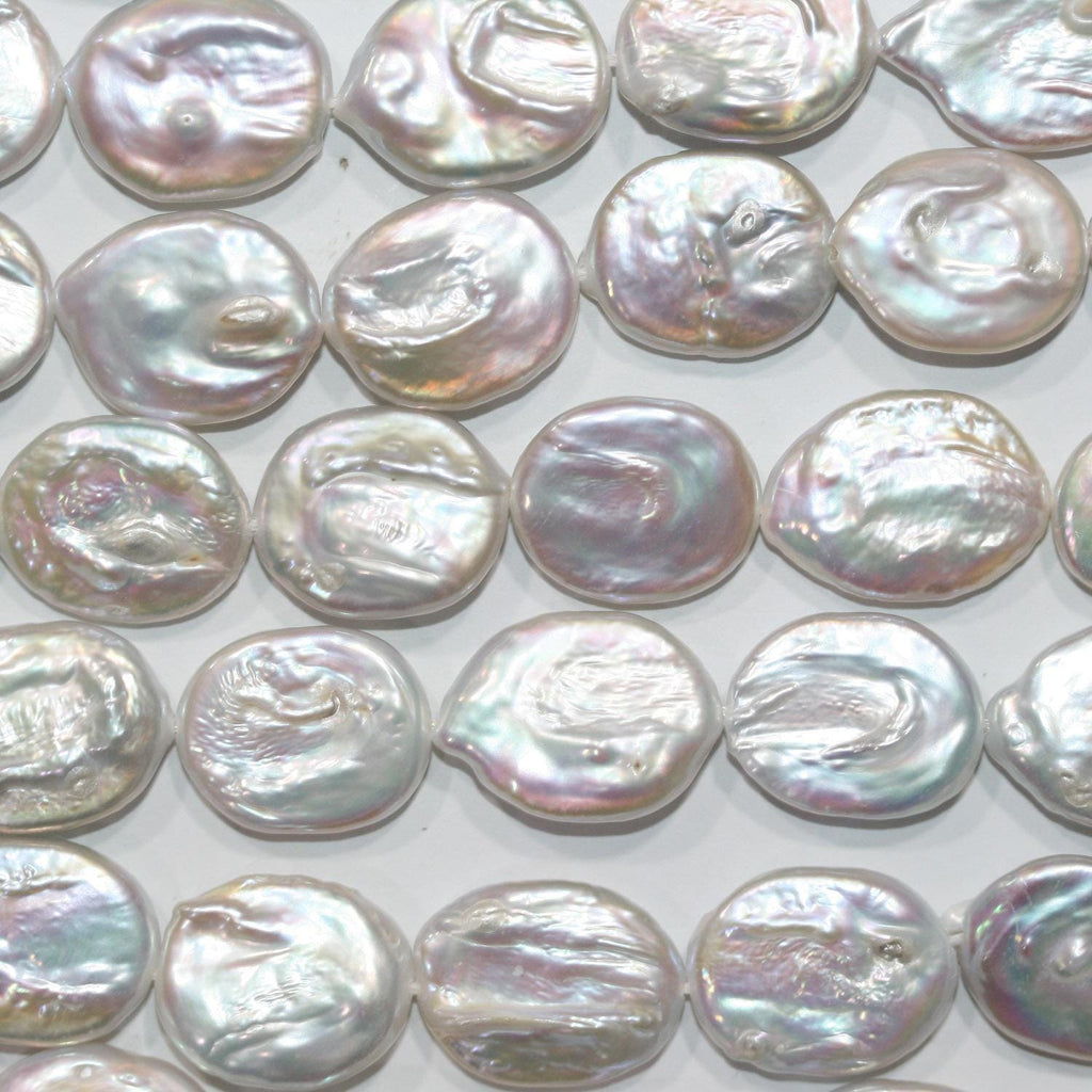 Perles ovales d'eau douce St 16" (18 x 14 mm) - Collier de 40 cm - Perles naturelles - Prix de gros