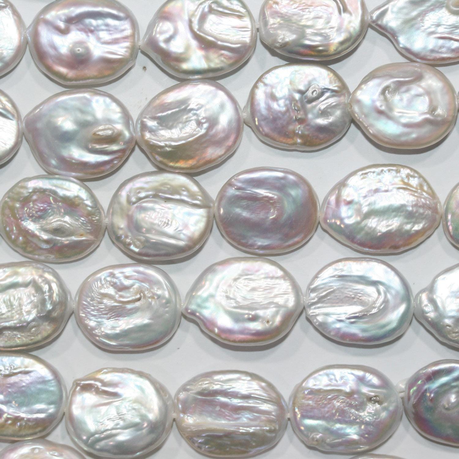 Perles ovales d'eau douce St 16" (18 x 14 mm) - Collier de 40 cm - Perles naturelles - Prix de gros