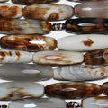 Perles cylindriques à facettes en agate brune St de 15 pouces (environ 40 x 12 mm) - Longueur du fil : 39 cm