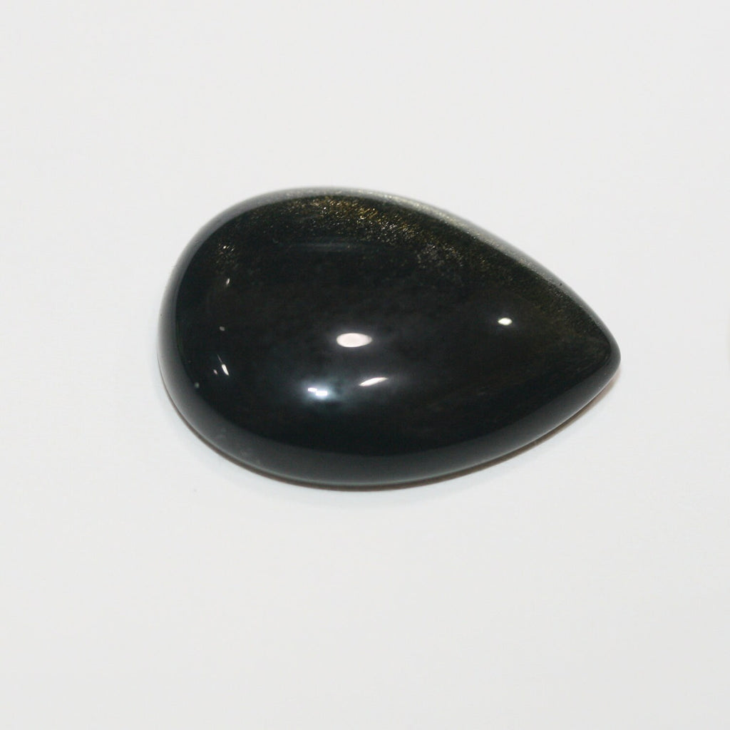 1 Pcs Obsidian Drop Cabochon 24x18mm.Approx.-( 1Pcs)