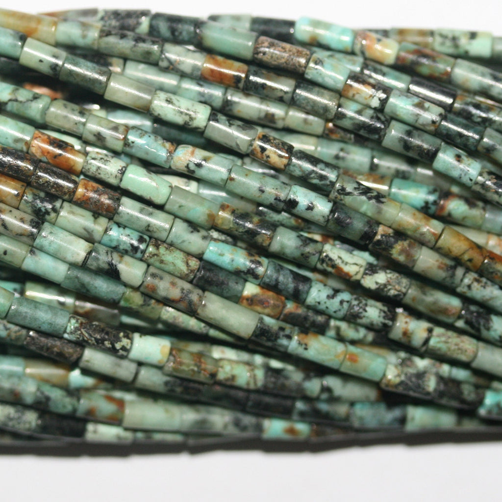 Perles tubulaires lisses en turquoise africaine St 15" 4x2mm.-Rig 39cm.