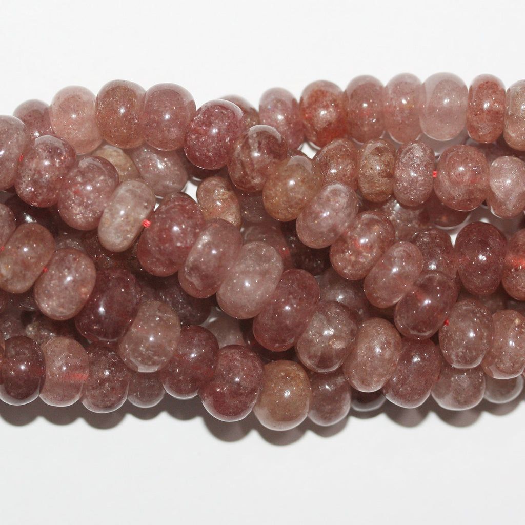 Perles rondelles lisses et irrégulières en quartz cerise St, 10 x 6 mm, 15 pouces (environ). Longueur du fil : 39 cm.