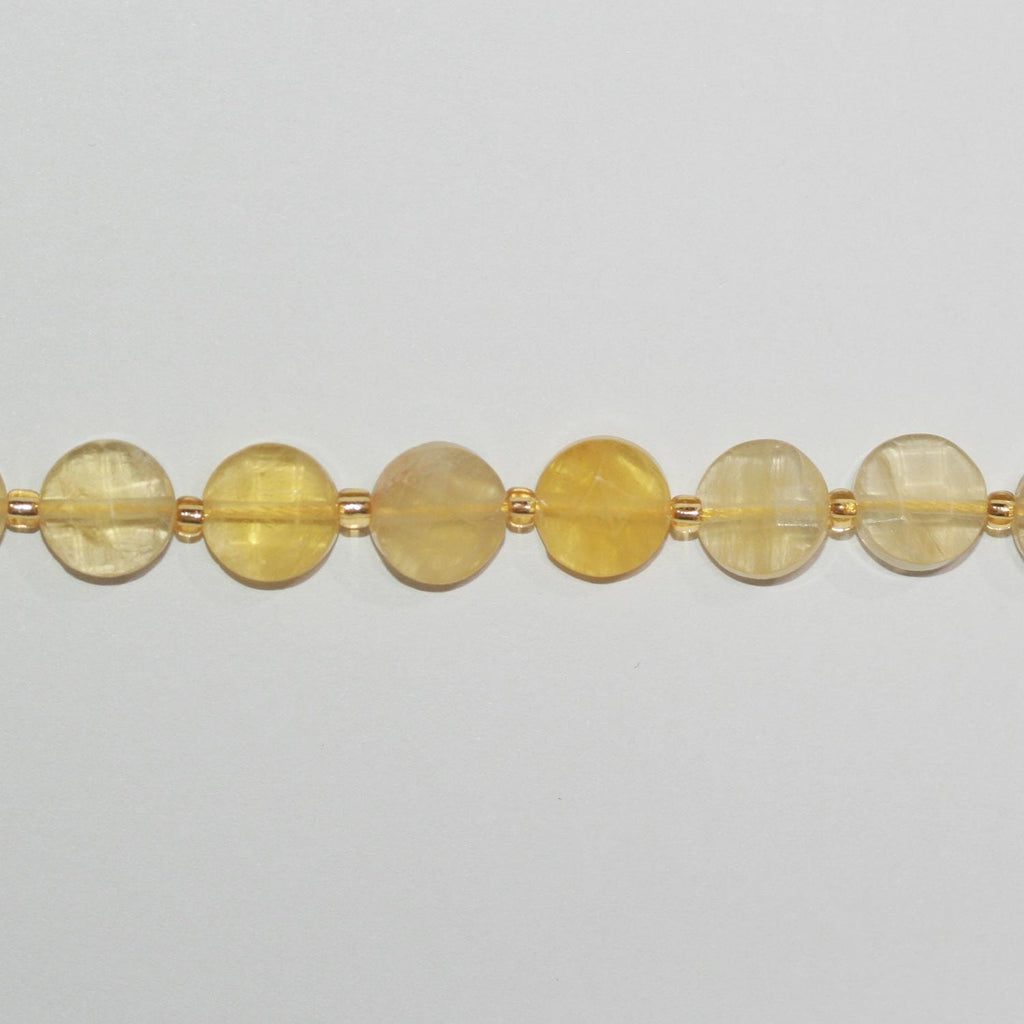 Perles de monnaie à facettes en fluorite jaune St 15" 10 mm.-Rig 39 cm.