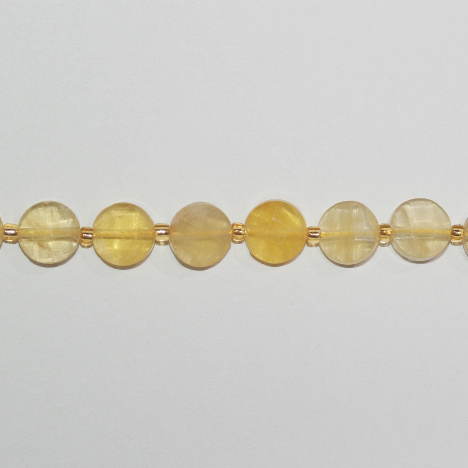 Perles de monnaie à facettes en fluorite jaune St 15" 10 mm.-Rig 39 cm.