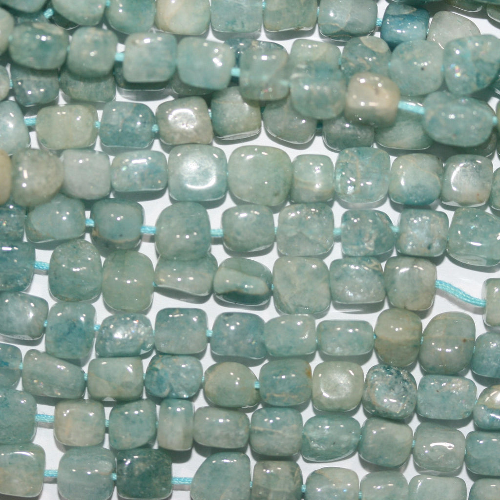 Cuentas cúbicas lisas de aguamarina de 45,7 cm (18"), 5-6 mm (aprox.) - Hilo de 44 cm - Artículo 15042