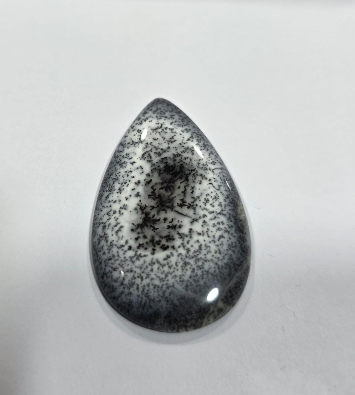 Big Dendritic Agate Smooth Drop Cabochon 43.7x26.5m. (37.8ct.)