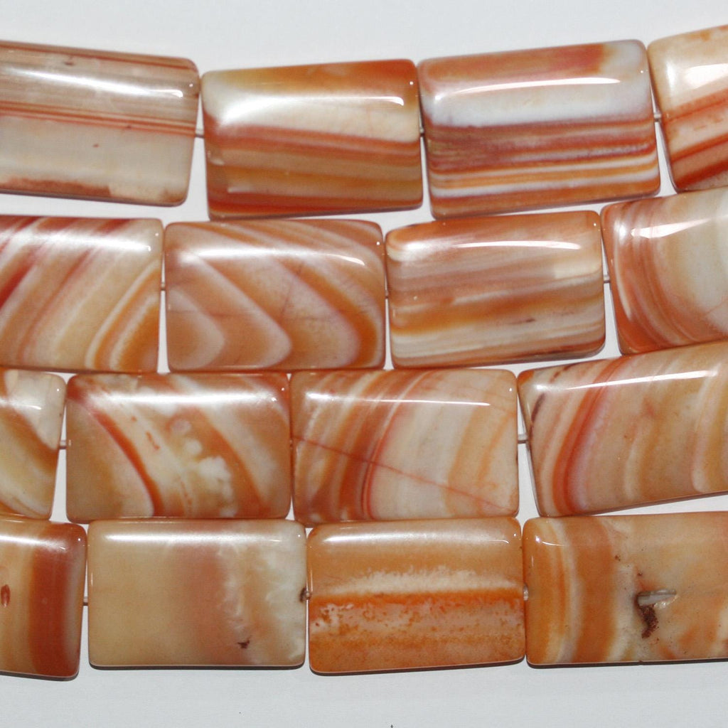 Cuentas rectangulares lisas de cornalina de Santa de 16", 30 x 20 mm, tira de 40 cm