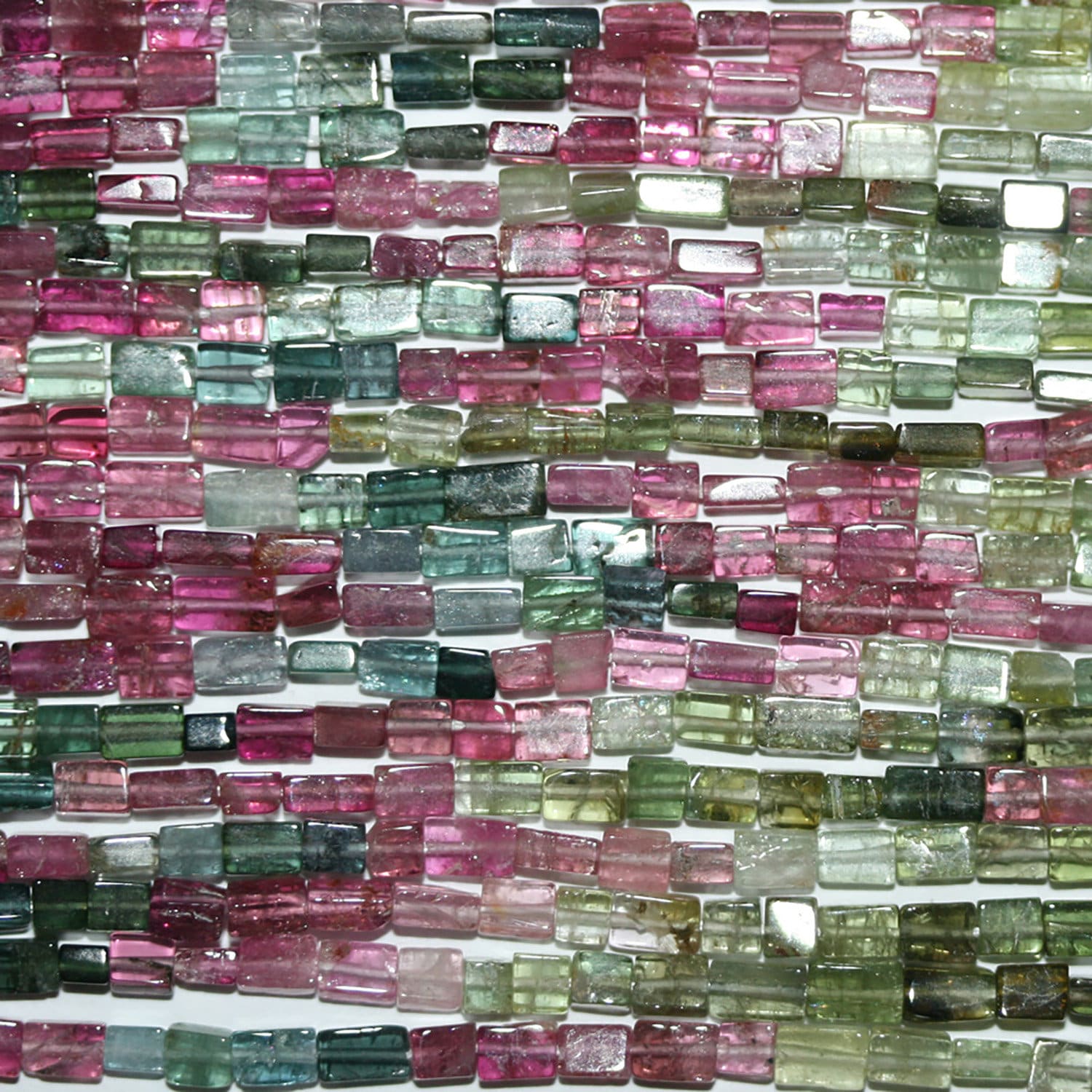 13" St Tourmaline Smooth Brick Prism Beads 6x4mm.Approx.-Strand 34cm