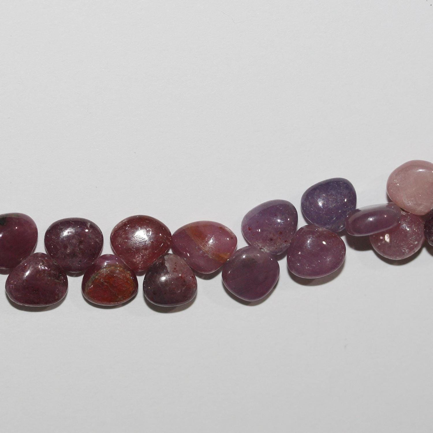 Perles en saphir rose St lisses en forme de goutte, 6-7 mm, 8 pouces, brin de 20 cm.