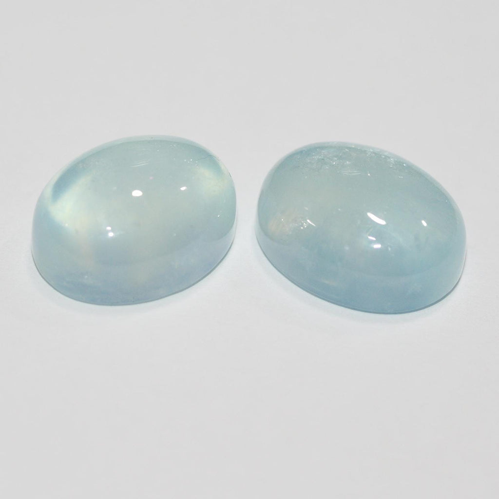Lote de 2 cabujones ovalados de aguamarina de 19 x 15 mm (2 piezas).