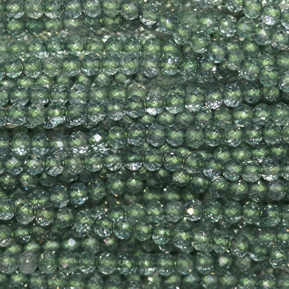 13" St Green Quartz Faceted Rondelle Beads 2.5x2mm.-Strand 33cm.