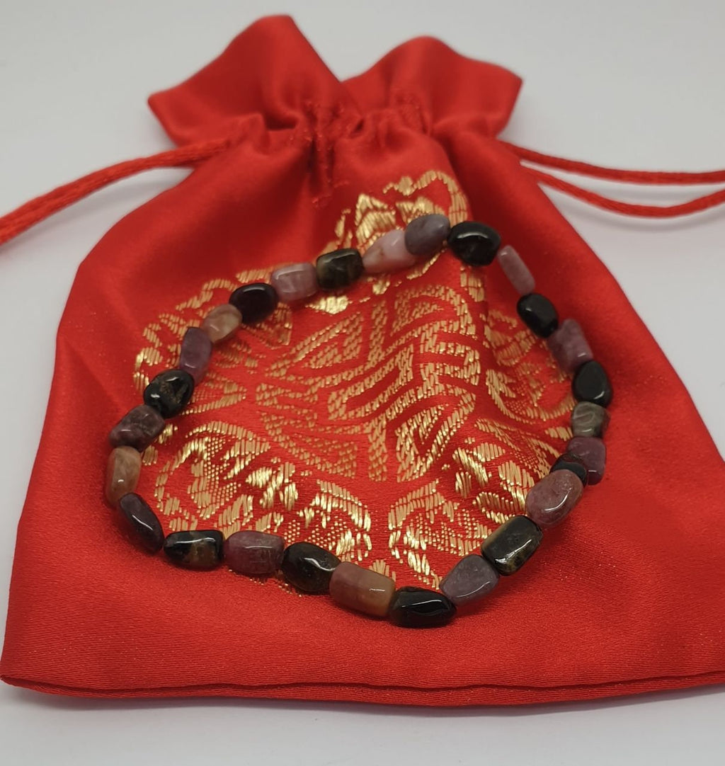 Pulsera elástica de turmalina con cuentas de 8 x 5 mm - Proveedor de joyas con cuentas perforadas - Poder curativo - Gemas naturales