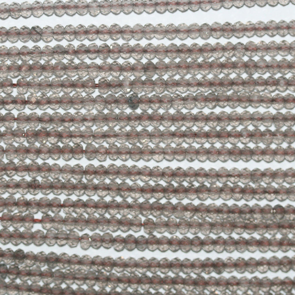 Perles rondelles à facettes en quartz fumé St, 39 cm (15 po), 3 x 2 mm. Longueur du fil : 39 cm (15 po).