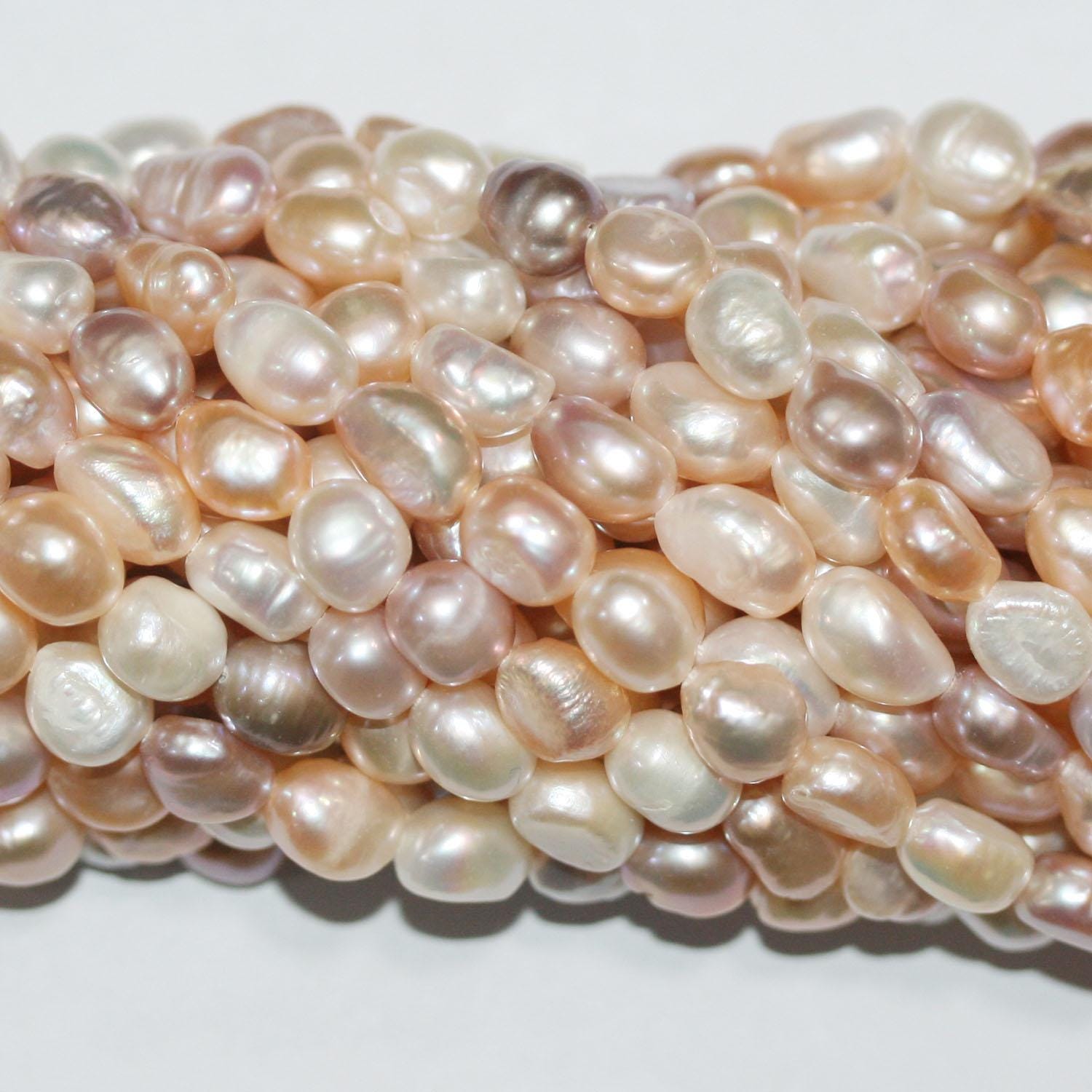 Perla Barroca Multicolor de Agua Dulce de 14" (7-8 mm) - Hilo de 36 cm - Perlas Naturales - Precios al por mayor