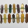 13" St Fluorite Degrade faceted point Beads 26x10-36x10mm.Approx.-Strand 37cm.
