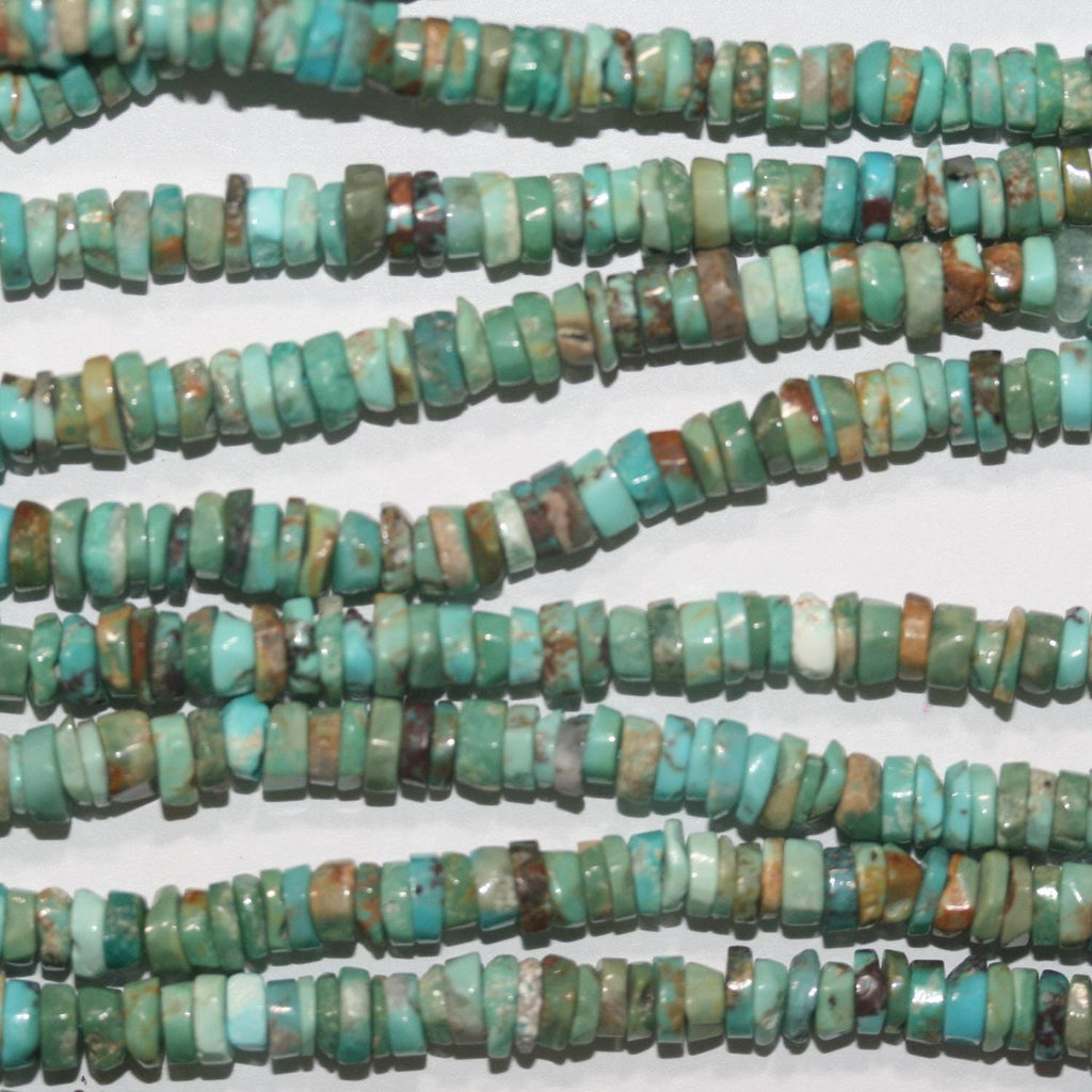 Cuentas facetadas de turquesa de 40 cm (16"), 4,5 x 1,5 mm. Aprox. - Hilo de 40 cm. - Artículo 14944