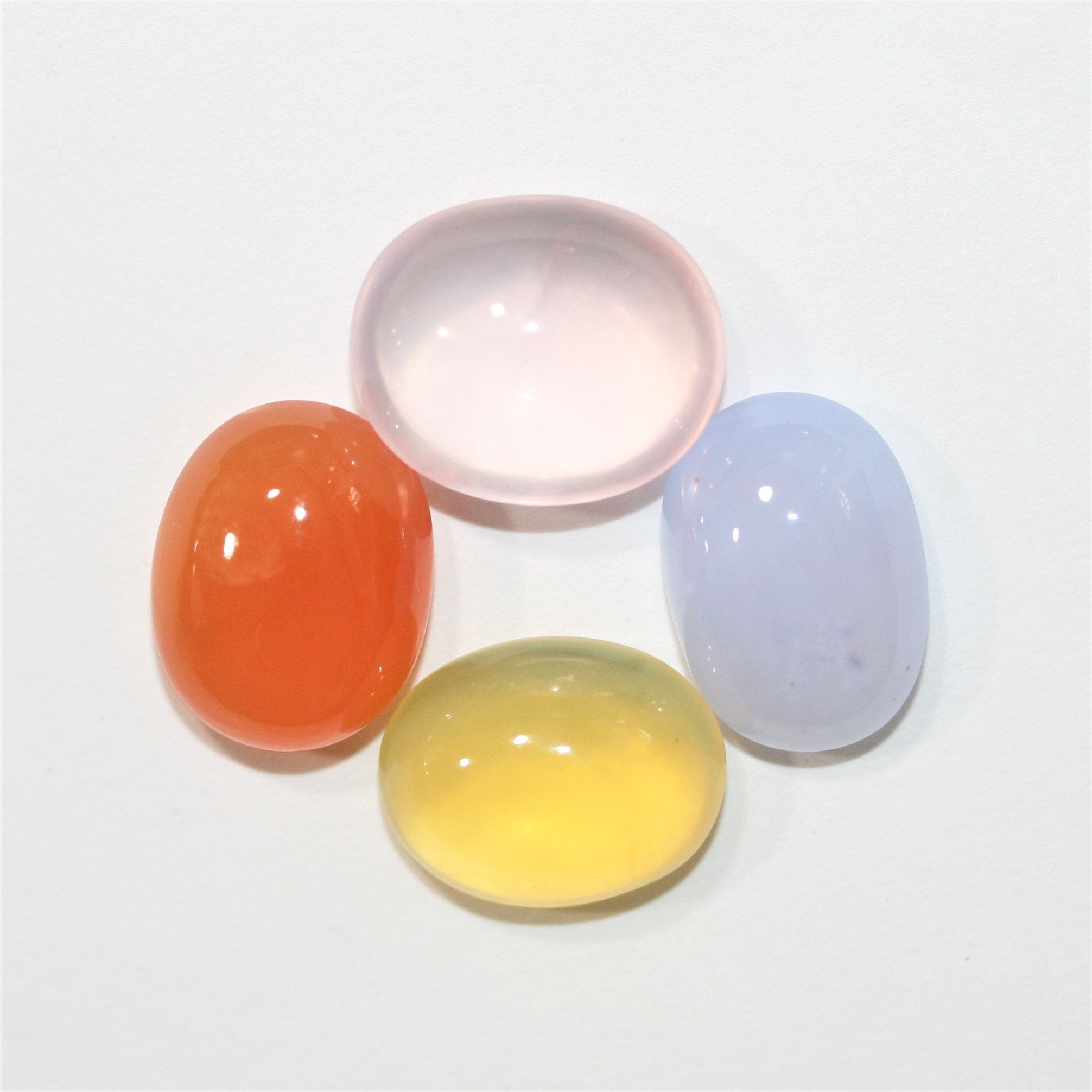 Multi Stone Smooth Oval Cabochons Lot 12x9.5mm. Approx.- 4 Pieces