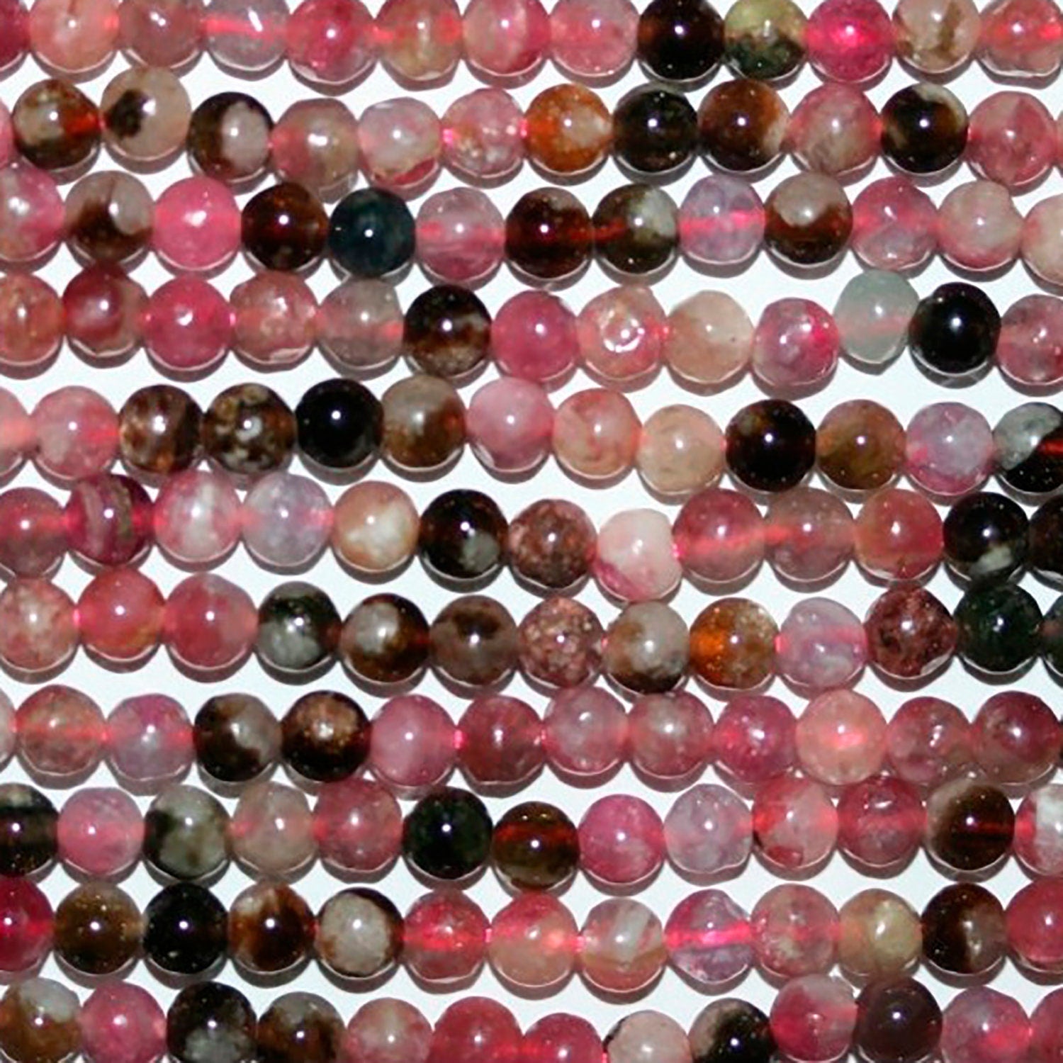 Cuentas redondas de turmalina St. de 16", 4-5 mm, hilo de 40 cm.