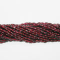 14" St Garnet Smooth Barrel Beads 6x3mm.-Strand 38cm