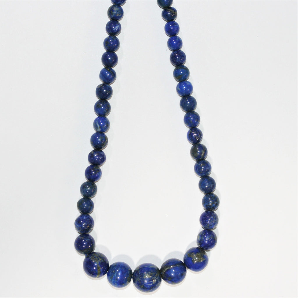 Cuentas redondas lisas graduadas de lapislázuli de 16", 5-11 mm. Aprox. - Hilo de 42 cm.