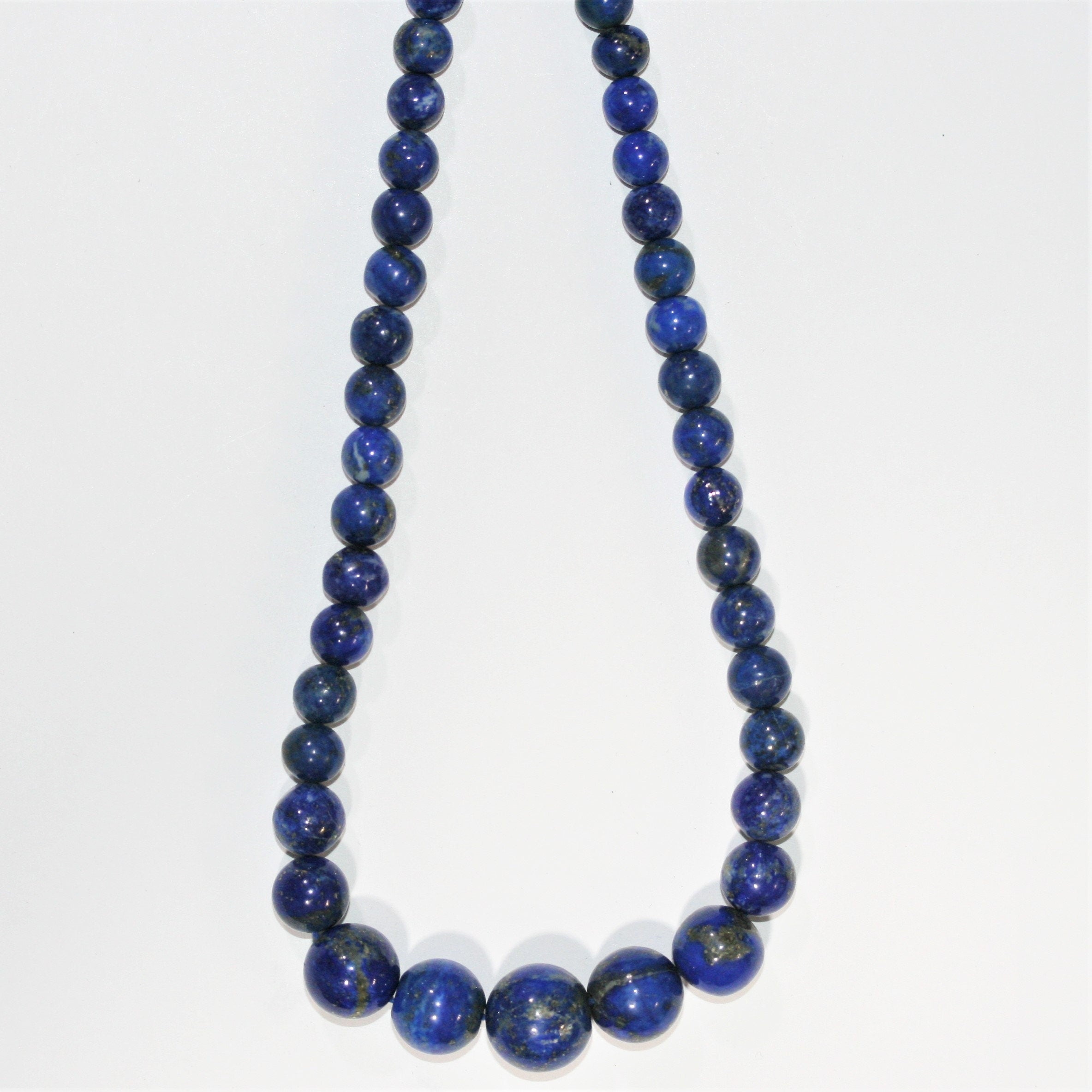 Cuentas redondas lisas graduadas de lapislázuli de 16", 5-11 mm. Aprox. - Hilo de 42 cm.