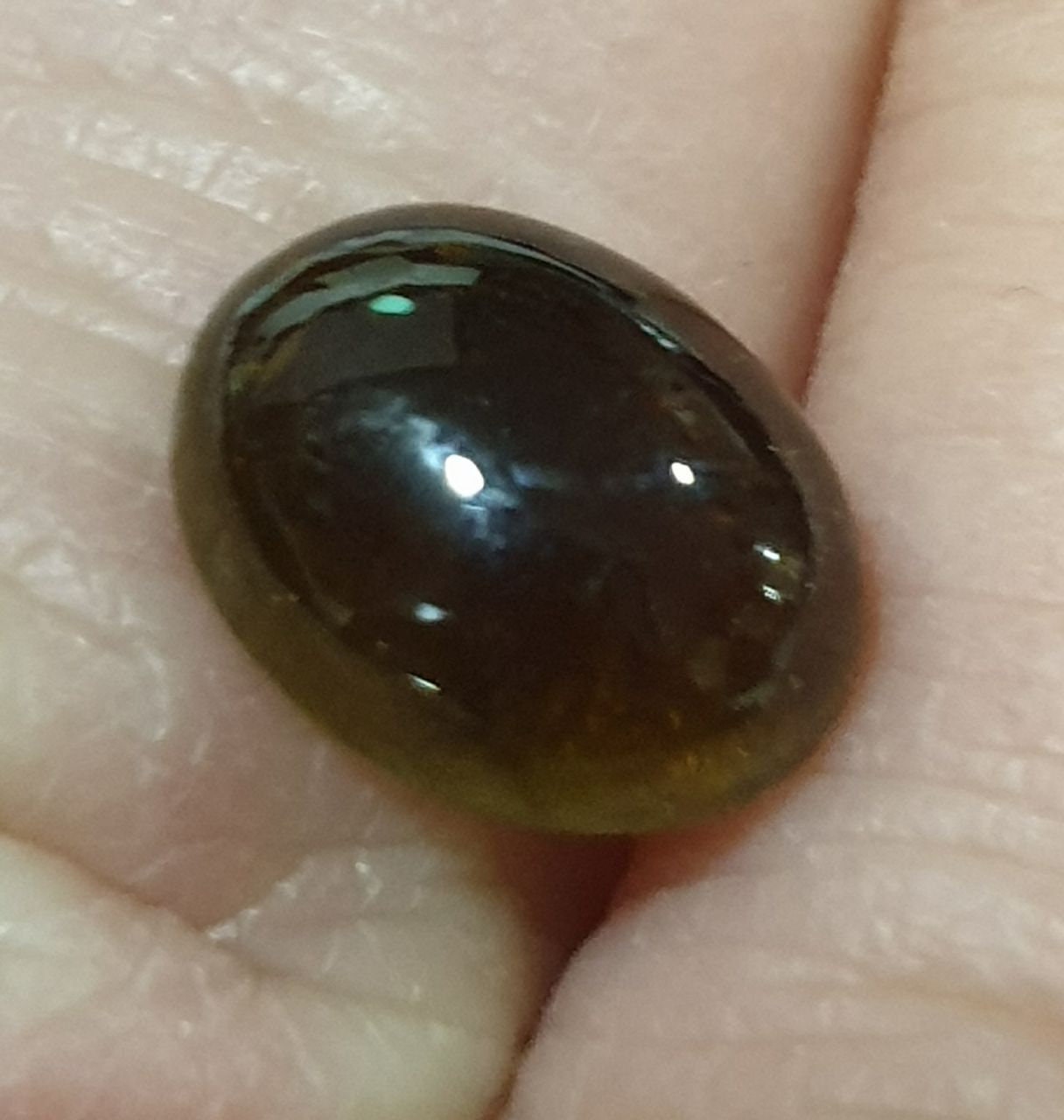Natural Petro Brown Green Tourmaline Oval 11x8.5mm Cabochon. 3.5 Cts Brown Petro  Tourmaline Cabochon.