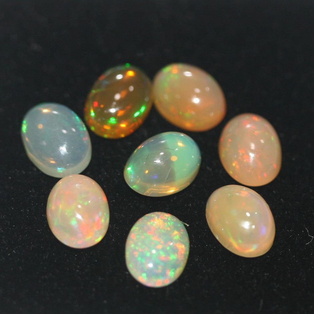 Ethiopian Opal Lot Oval Cabochon 7x5mm. (8pcs)  -Gemstone Parcels-Loose Stones Wholesale Price