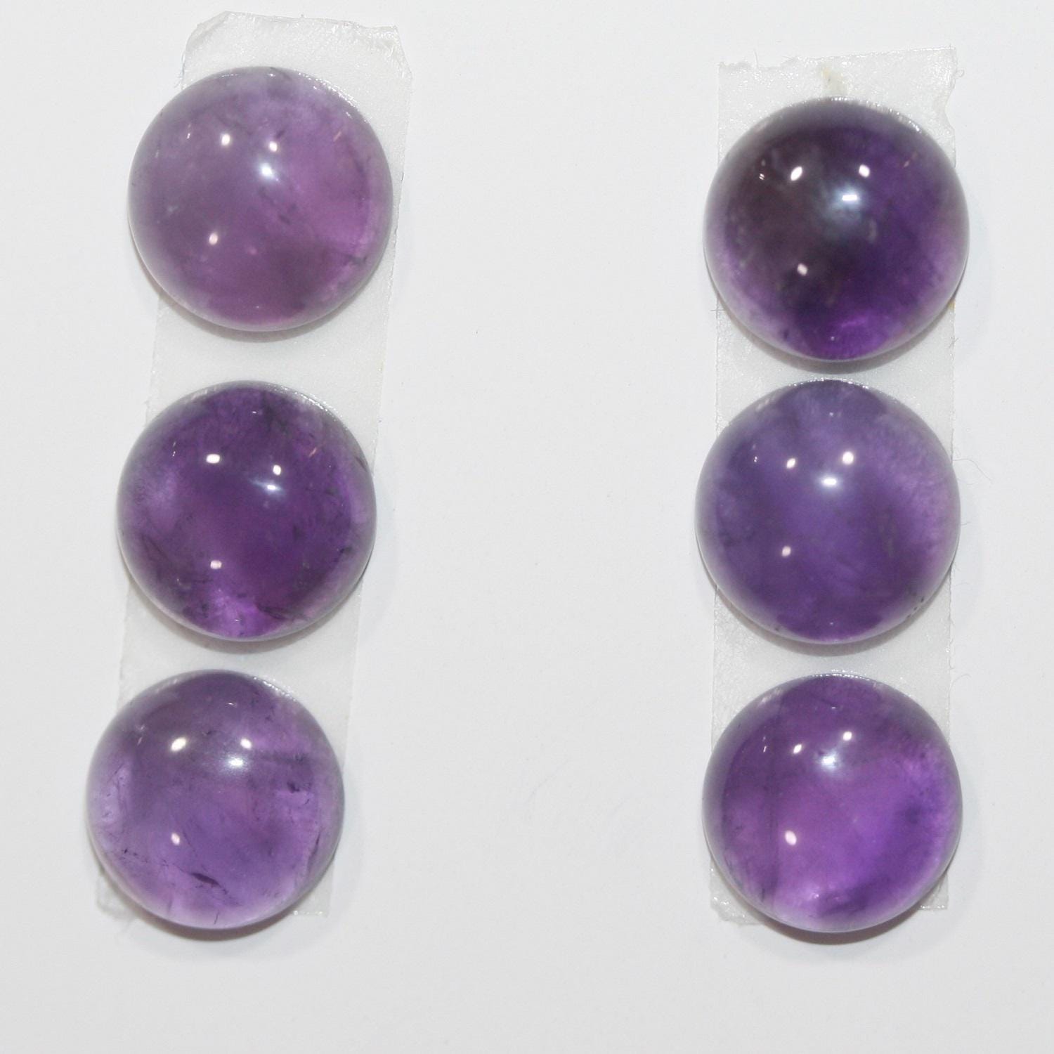 Lote de 6 cabujones redondos de amatista de 10 mm (6 piezas)