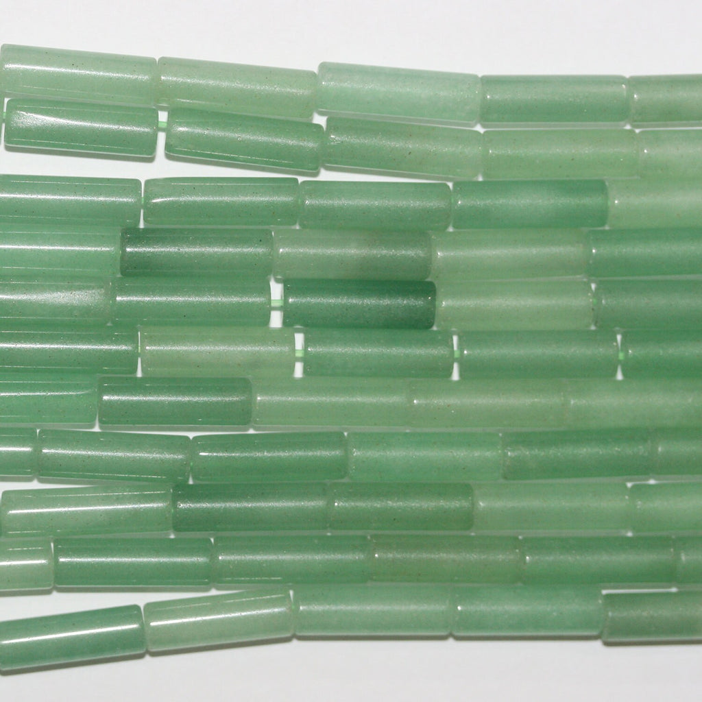 Perles tubulaires lisses en aventurine St, 13 x 4 mm, longueur 39 cm.