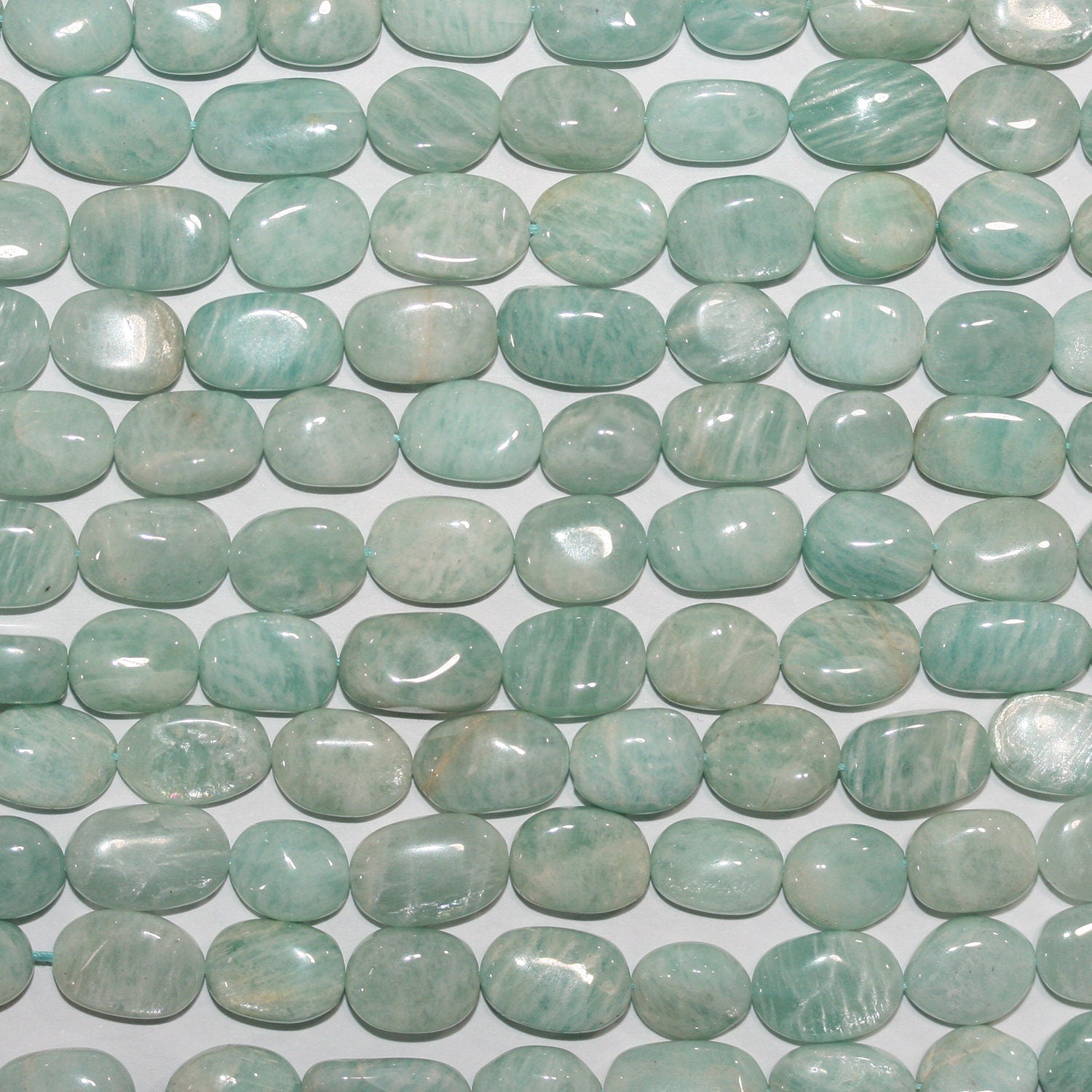 13" St Amazonite Smooth Oval Beads 12x9mm.Approx.-Strand 33mm.