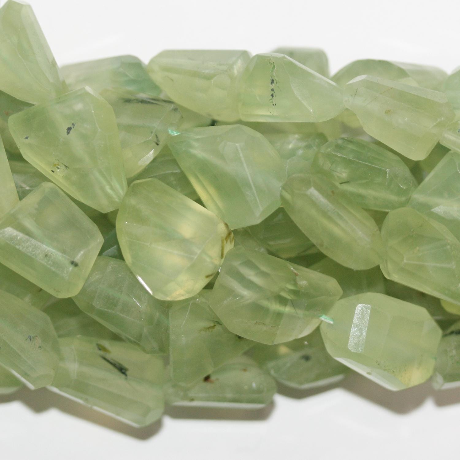13" St Prehnite Faceted Nugget Beads 16x12mm.-Approx.-Strand 35cm.