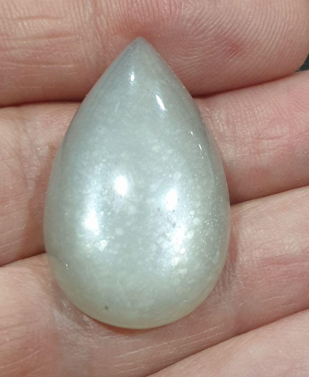 Big Grey Moonstone Drop Cabochon With adularescence or schiller Effect 31.5x20mm. (41.8ct.)