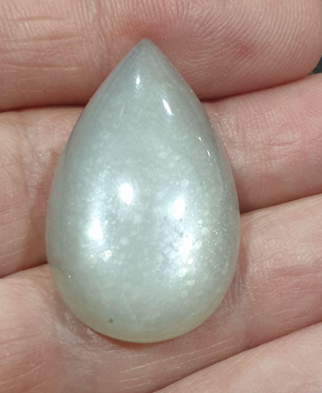 Big Grey Moonstone Drop Cabochon With adularescence or schiller Effect 31.5x20mm. (41.8ct.)