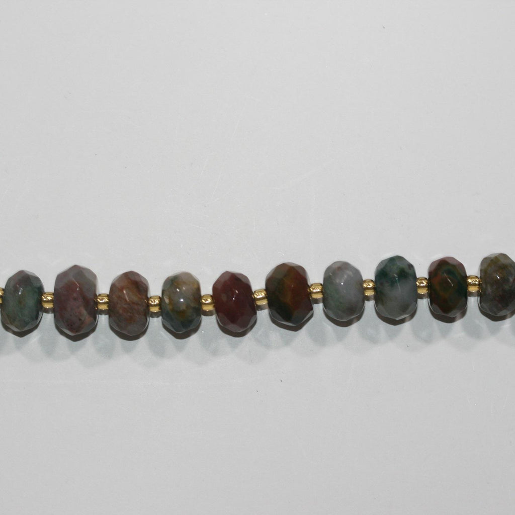 Cuentas redondas facetadas de jaspe oceánico de 16" de St., 11 x 6 mm, hilo de 40 cm.