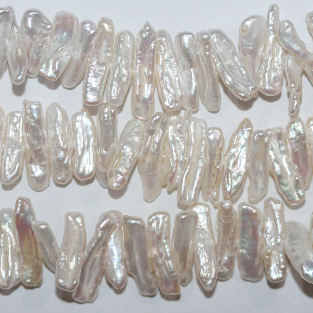 Perla Biwas de agua dulce de 16" (aprox. 22 x 5 mm) - Hilo de 40 cm - Precios al por mayor de perlas naturales