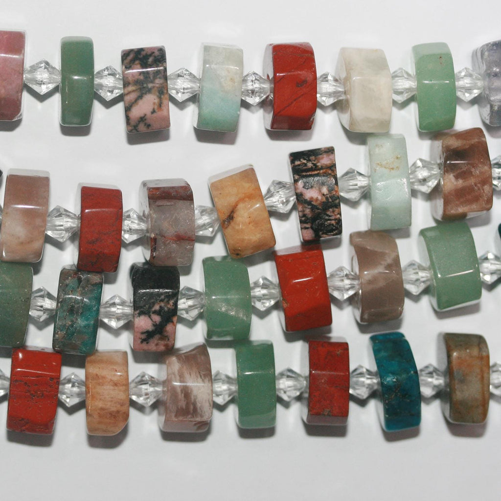 13" St Multi Stone Faceted Rondelle Beads 14x7mm.Approx.-Strand 36cm.